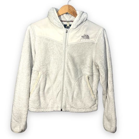 The North Face Tops - North Face | Osito White Furry Full Zip Hoodie Small